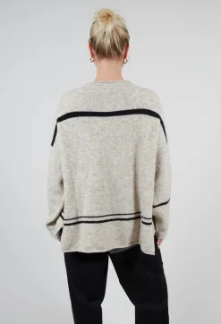 Operificio Neirami Cardigans^Stripe Cardigan in Panna and Rig Nera