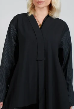 Moyuru Coats^Stripe Coat in Black