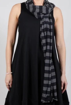 Pluslavie Scarves^Stripe Scarf in Black and Grey