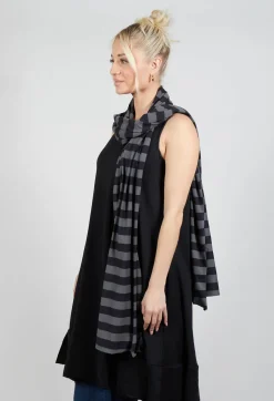Pluslavie Scarves^Stripe Scarf in Black and Grey