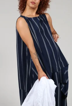Moyuru Shirts & Blouses^Stripe Sleevless Top in Navy