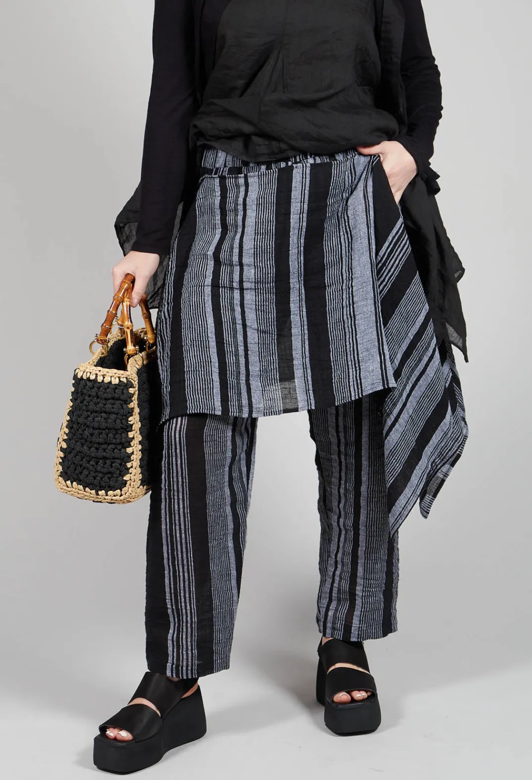 Kedziorek Trousers^Stripe Trousers in Black and Grey