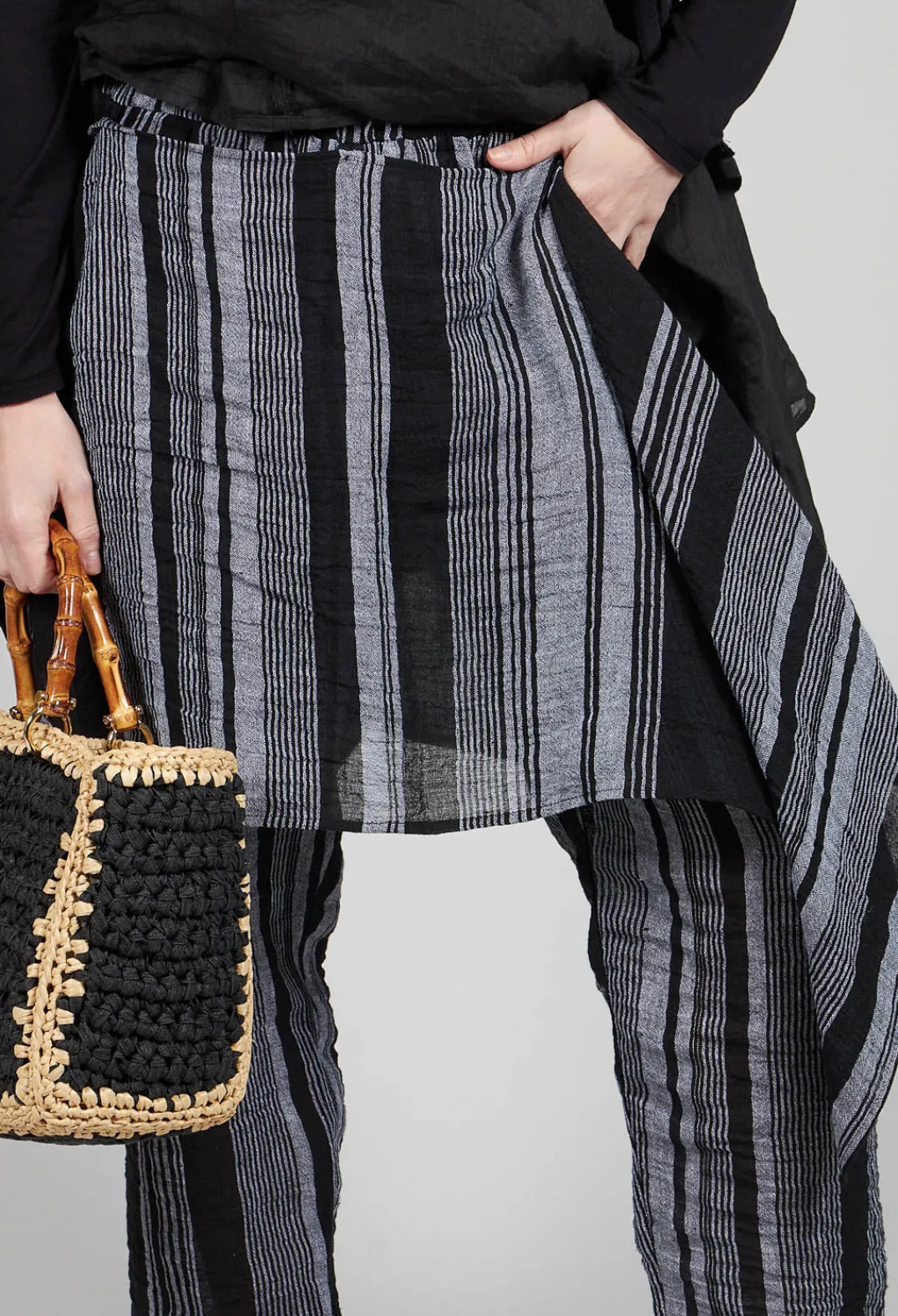 Kedziorek Trousers^Stripe Trousers in Black and Grey