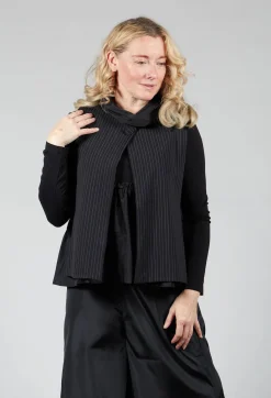 Amici Jackets^Striped Back Tie Cotton Blend Vest in Black