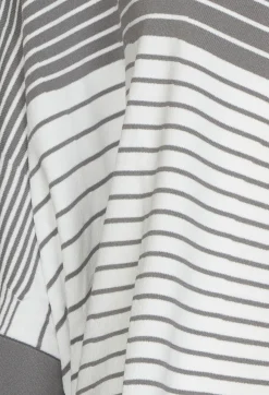 Nijii Jumpers^Striped Batwing Jumper in Grey and White