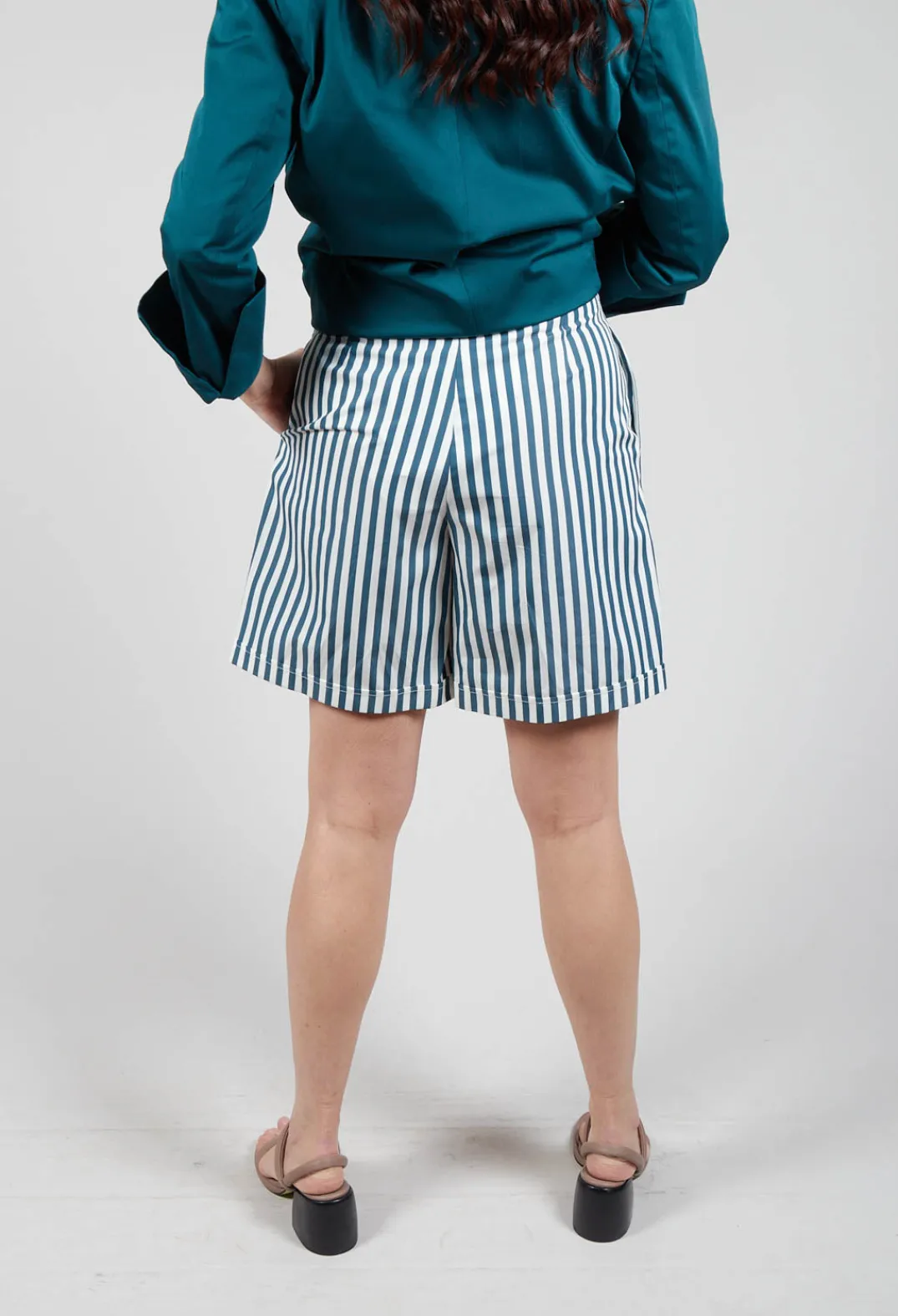 Beatrice B Shorts^Striped Bermuda Shorts in Poseidon Green