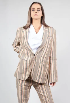 Nostra Santissima Jackets^Striped Blazer with Single Button Fastening