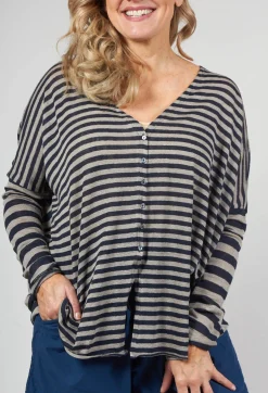 Album Di Famiglia Cardigans^Striped Cardigan in Navy