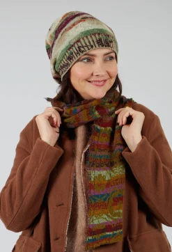 Butapana Scarves^Striped Cotton Scarf in Olive