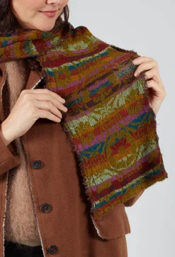 Butapana Scarves^Striped Cotton Scarf in Olive
