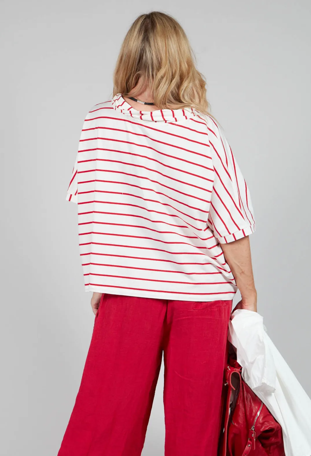 Operificio Neirami Tops^Striped Cotton Top in Rosso