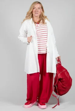 Operificio Neirami Tops^Striped Cotton Top in Rosso