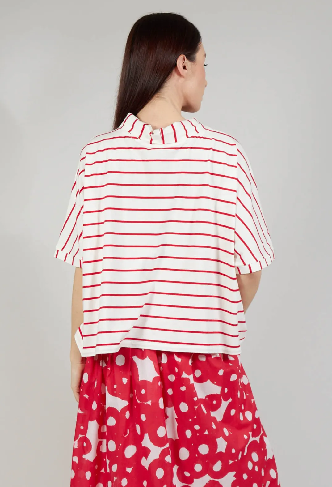 Operificio Neirami Tops^Striped Cotton Top in Rosso