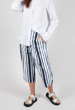 Hannoh Wessel Co-ords & Suits^Striped Cropped Style - Casual Trousers in White