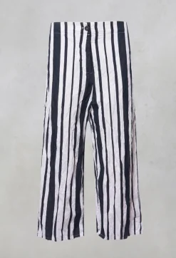 Hannoh Wessel Co-ords & Suits^Striped Cropped Style - Casual Trousers in White