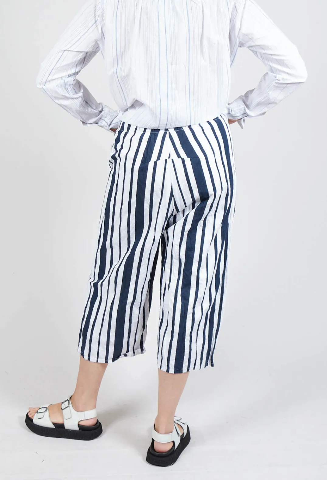 Hannoh Wessel Co-ords & Suits^Striped Cropped Style - Casual Trousers in White
