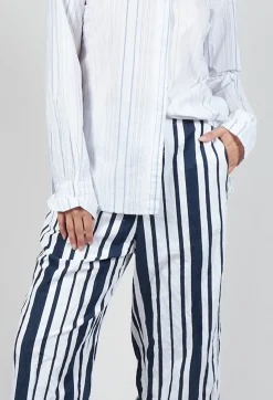 Hannoh Wessel Co-ords & Suits^Striped Cropped Style - Casual Trousers in White
