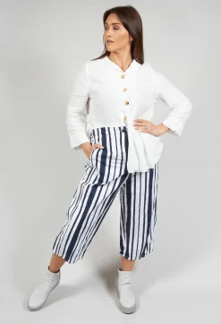 Hannoh Wessel Co-ords & Suits^Striped Cropped Style - Casual Trousers in White