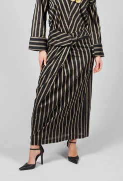 Malloni Skirts|Co-ords & Suits^Striped Cross Over Pencil Skirt in Singapura Nero