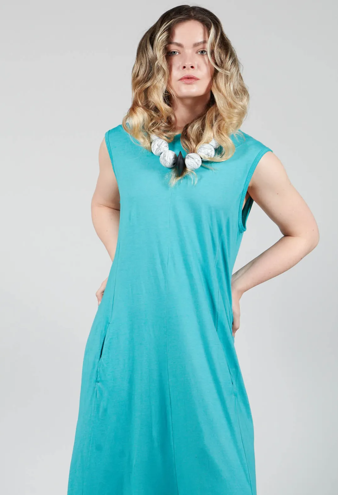 Rundholz Dip Jumpsuits^Striped Dye Effect Overalls with V Back in Aqua