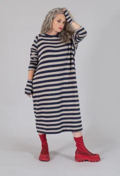 Album Di Famiglia Gloves^Striped Fingerless Gloves in Navy