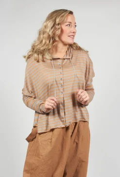 Album Di Famiglia Cardigans^Striped Hooded Cardigan in Pottery