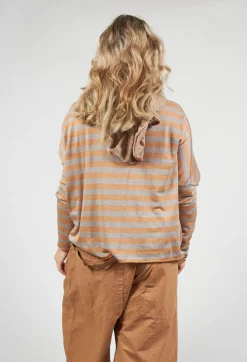 Album Di Famiglia Cardigans^Striped Hooded Cardigan in Pottery