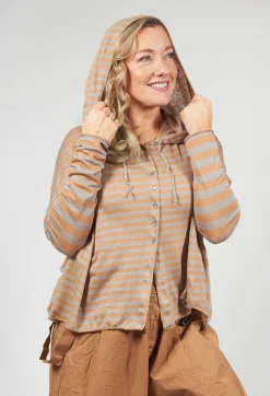 Album Di Famiglia Cardigans^Striped Hooded Cardigan in Pottery