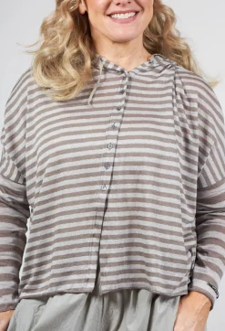 Album Di Famiglia Cardigans^Striped Hooded Cardigan in Green