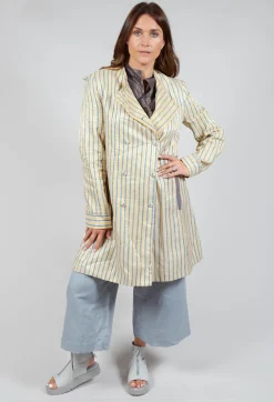 Akaaro Jackets^Striped Jacket with Pockets in Yellow