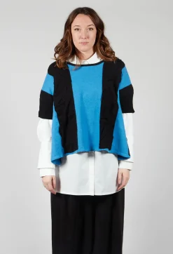 Moyuru Knitwear^Striped Knitted Top in Black / Blue