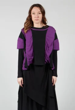 Moyuru Knitwear^Striped Knitted Top in Black / Purple