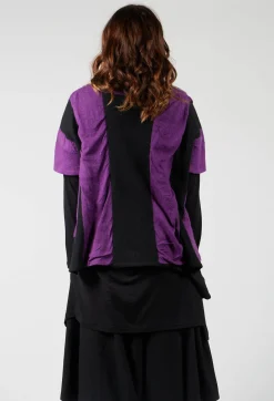 Moyuru Knitwear^Striped Knitted Top in Black / Purple