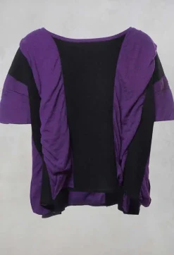 Moyuru Knitwear^Striped Knitted Top in Black / Purple
