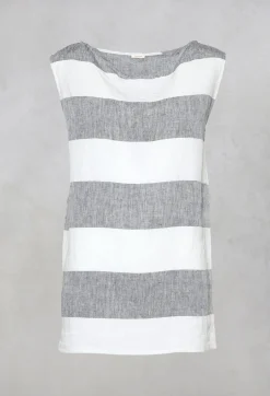 Apuntob Shirts & Blouses^Striped Linen Blouse in Milk/Black