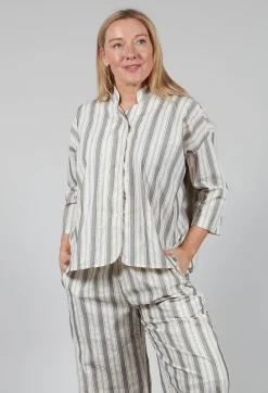 Aequamente Shirts & Blouses^Striped Mandarin Collared Shirt