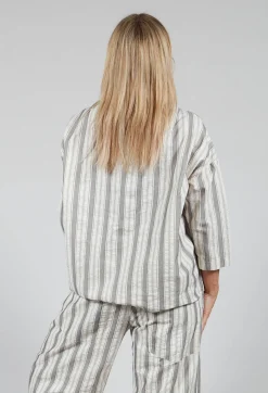 Aequamente Shirts & Blouses^Striped Mandarin Collared Shirt