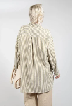 Operificio Neirami Shirts & Blouses^Striped Pleated Back Shirt in Riga Avocado