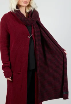 Pal Offner Scarves^Striped Scarf in Merlot and Black