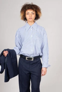 Mei Meij Shirts & Blouses^Striped Shirt in Off White and Blue