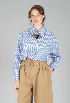 Mei Meij Shirts & Blouses^Striped Shirt in Off White and Blue