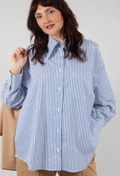 Mei Meij Shirts & Blouses^Striped Shirt in Off White and Antacite