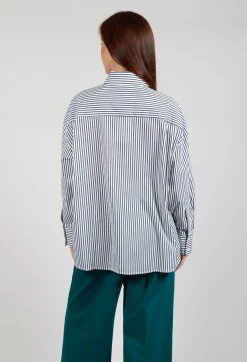 Mei Meij Shirts & Blouses^Striped Shirt in Off White and Antacite