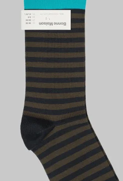 Bonne Maison Socks^Striped Socks in Rayure Ardoise