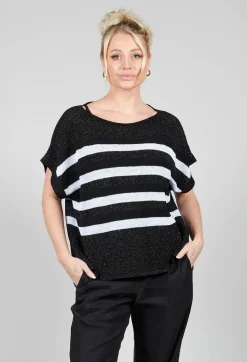 Sarah Pacini Jumpers^Striped Sweater Vest in Black