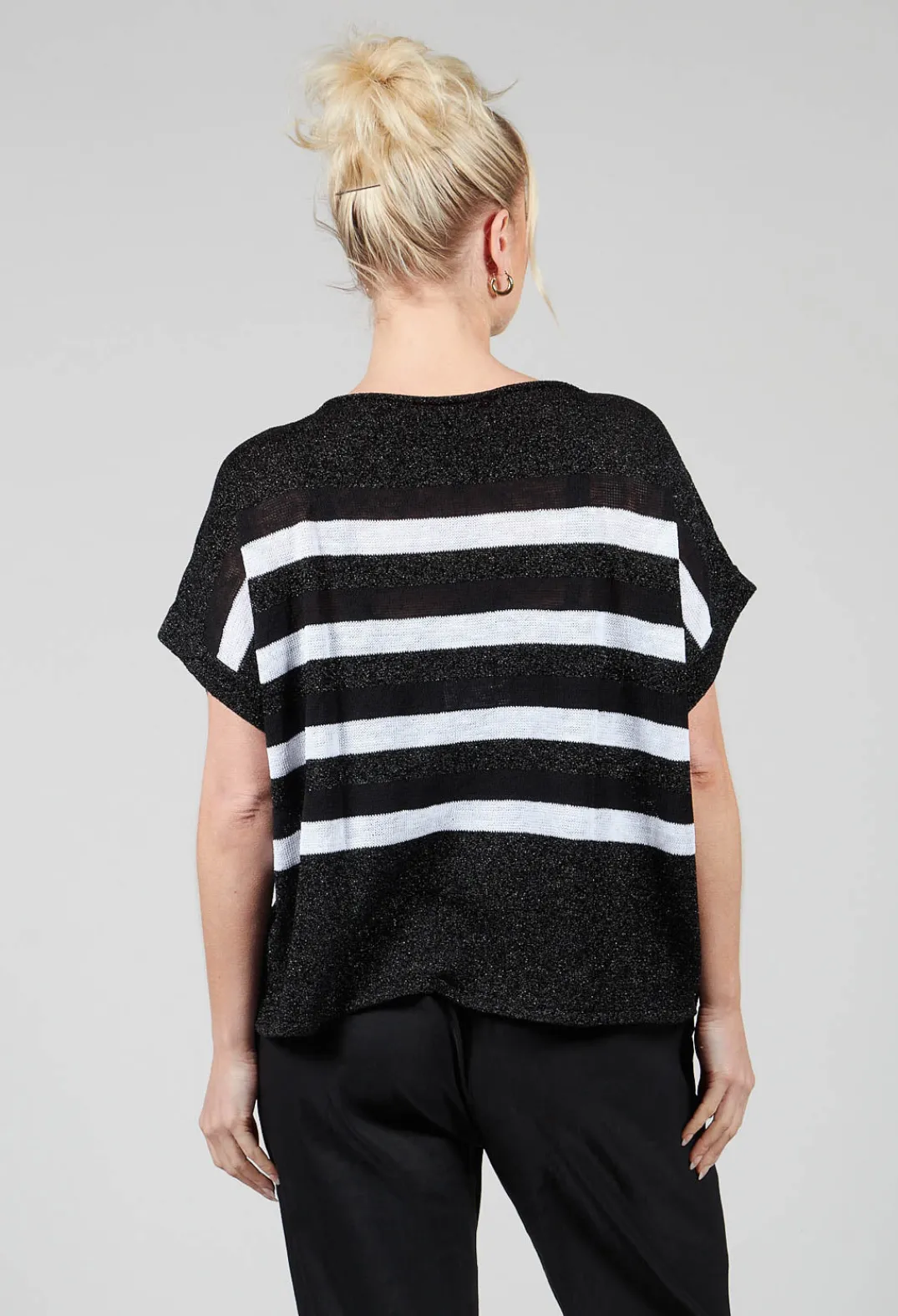 Sarah Pacini Jumpers^Striped Sweater Vest in Black
