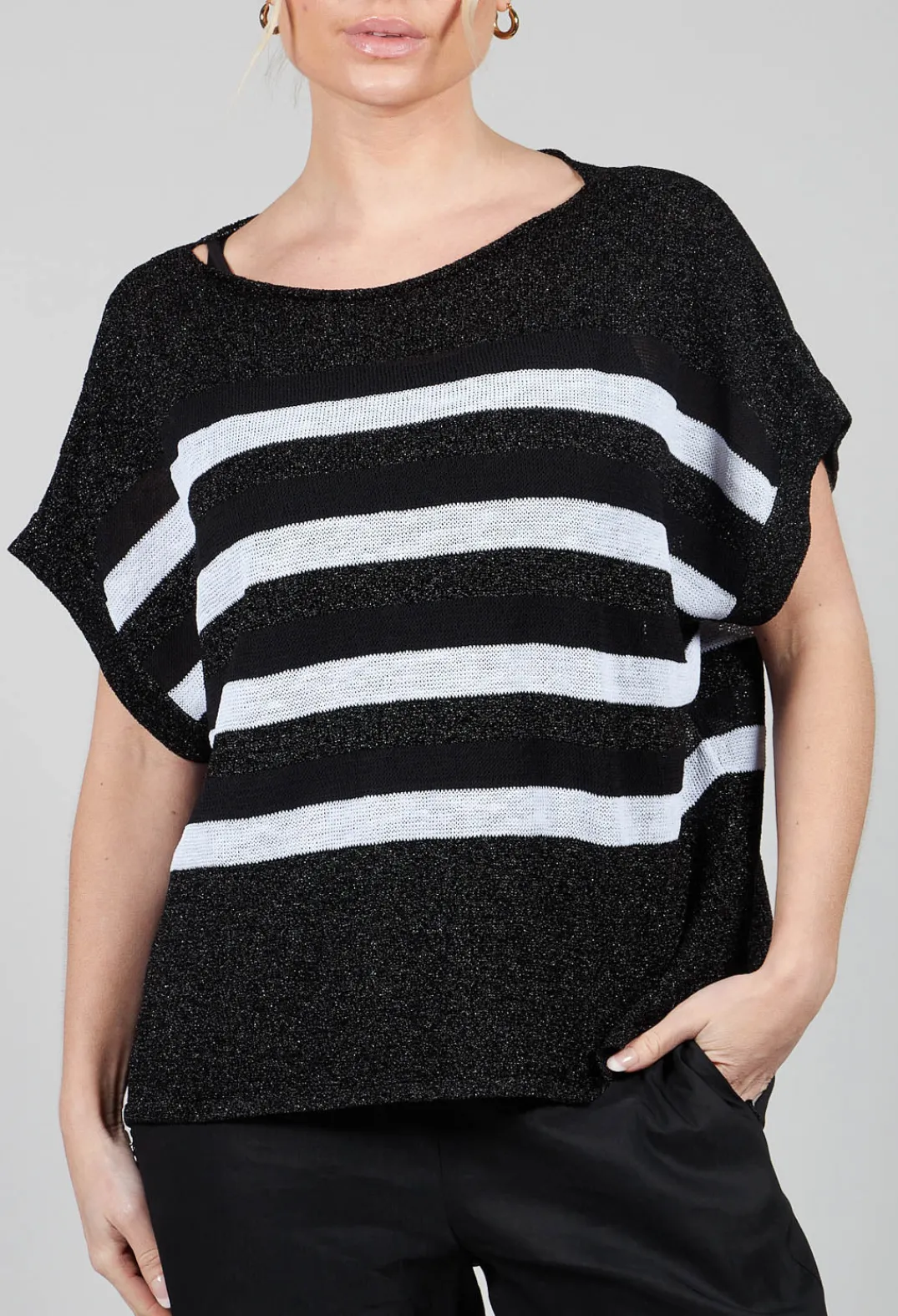 Sarah Pacini Jumpers^Striped Sweater Vest in Black