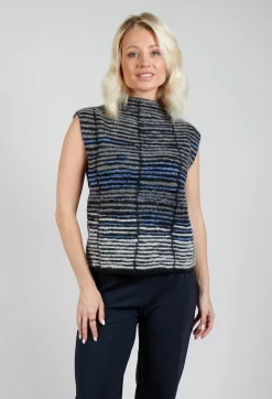 Sarah Pacini Jumpers^Striped Sweater Vest in Cyan
