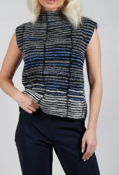 Sarah Pacini Jumpers^Striped Sweater Vest in Cyan