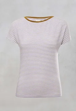 Niù T-shirts^Striped T Shirt with Contrast Neckline in Lilla